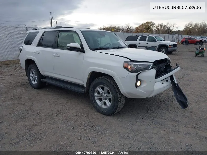 2020 Toyota 4Runner Sr5 Premium VIN: JTEBU5JR8L5758906 Lot: 40790726