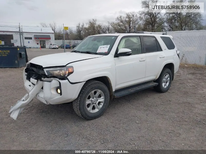 2020 Toyota 4Runner Sr5 Premium VIN: JTEBU5JR8L5758906 Lot: 40790726