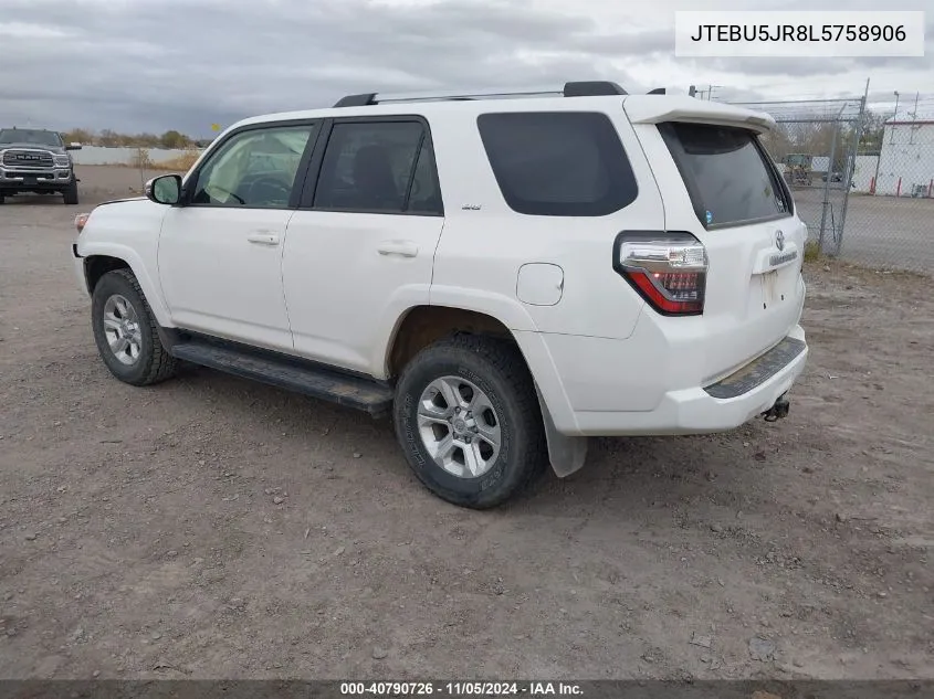 2020 Toyota 4Runner Sr5 Premium VIN: JTEBU5JR8L5758906 Lot: 40790726