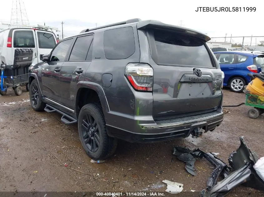 2020 Toyota 4Runner Nightshade Special Edition VIN: JTEBU5JR0L5811999 Lot: 40840401