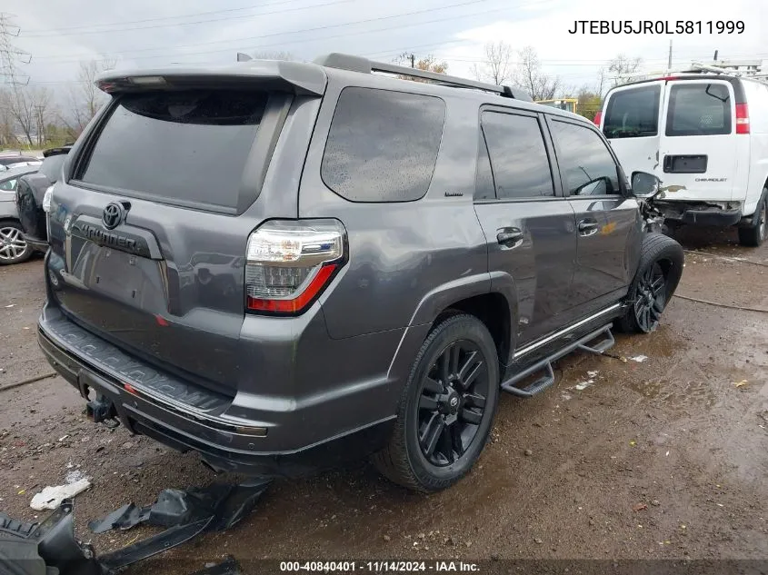 2020 Toyota 4Runner Nightshade Special Edition VIN: JTEBU5JR0L5811999 Lot: 40840401