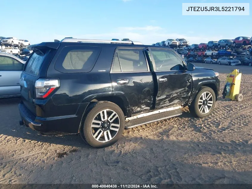 2020 Toyota 4Runner Limited VIN: JTEZU5JR3L5221794 Lot: 40840438