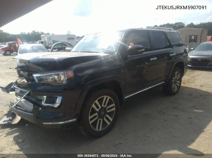 2021 Toyota 4Runner Limited VIN: JTEKU5JRXM5907091 Lot: 39384572