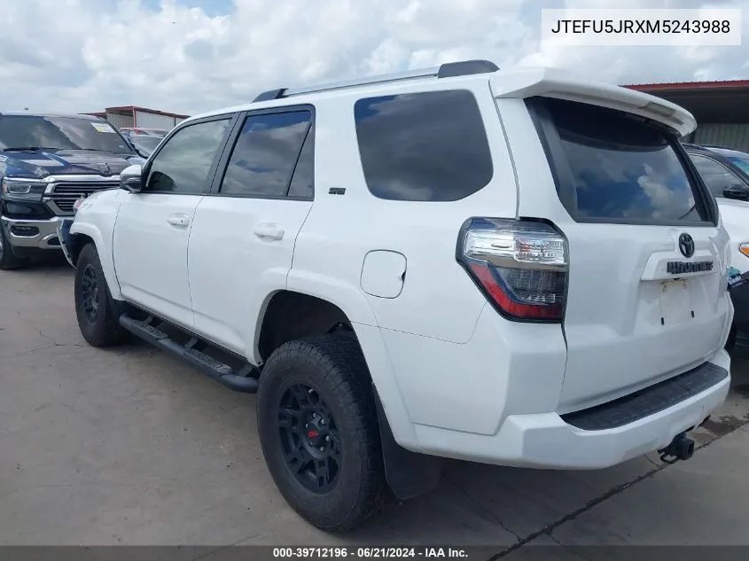 2021 Toyota 4Runner Sr5/Trail/Sr5 Premium/Lim VIN: JTEFU5JRXM5243988 Lot: 39712196