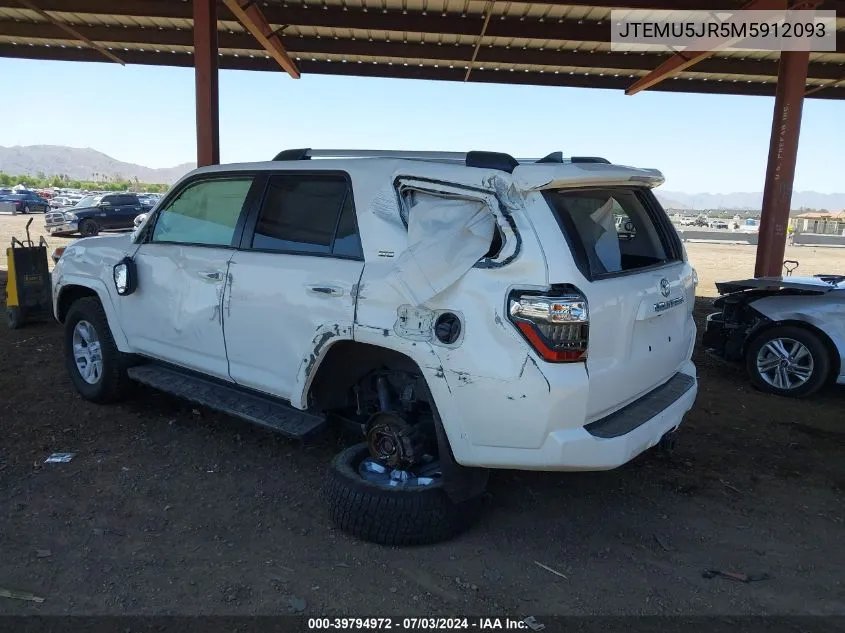 2021 Toyota 4Runner Sr5 VIN: JTEMU5JR5M5912093 Lot: 39794972