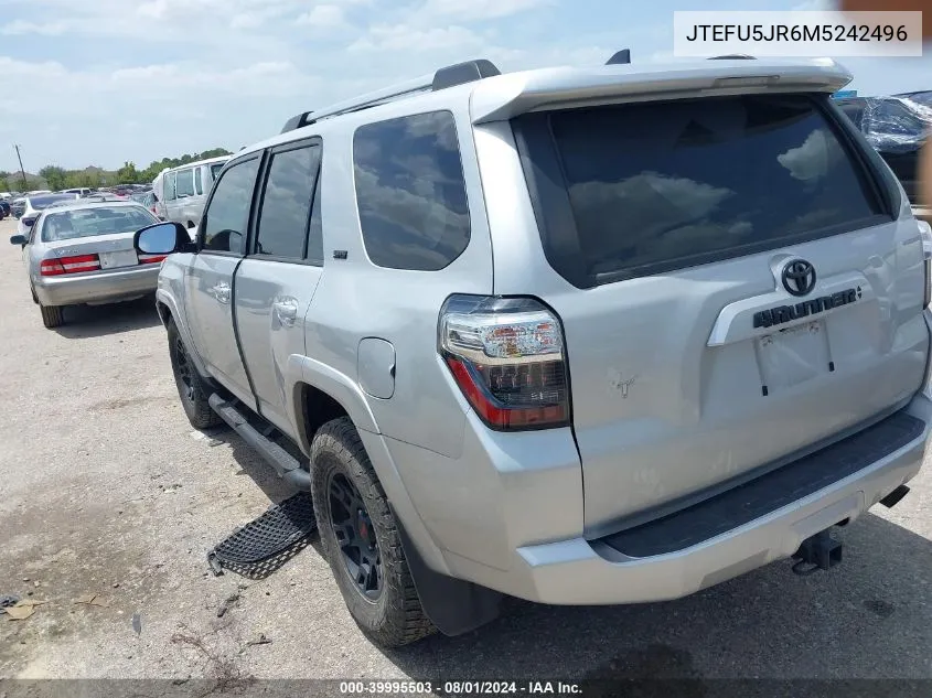 2021 Toyota 4Runner Sr5 Premium VIN: JTEFU5JR6M5242496 Lot: 39995503