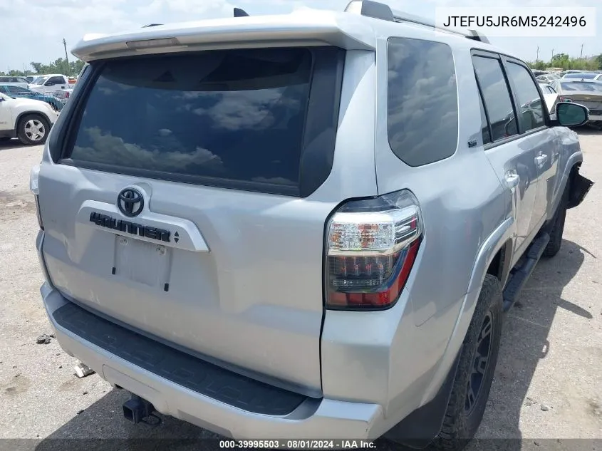 2021 Toyota 4Runner Sr5 Premium VIN: JTEFU5JR6M5242496 Lot: 39995503