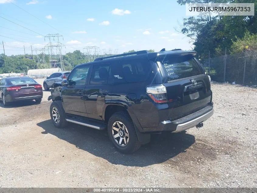 2021 Toyota 4Runner Trd Off Road Premium VIN: JTERU5JR8M5967353 Lot: 40190314