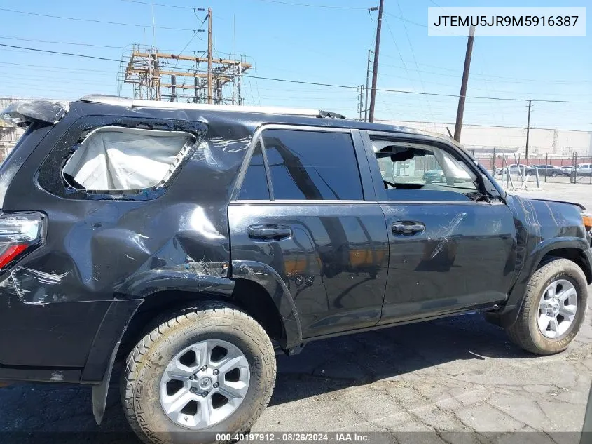 2021 Toyota 4Runner Sr5 VIN: JTEMU5JR9M5916387 Lot: 40197912