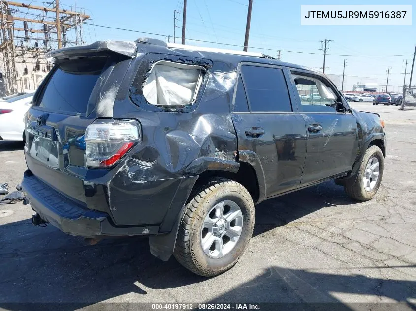 2021 Toyota 4Runner Sr5 VIN: JTEMU5JR9M5916387 Lot: 40197912