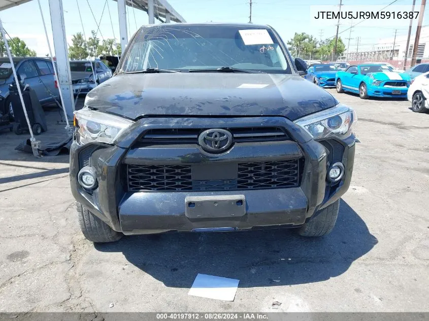 2021 Toyota 4Runner Sr5 VIN: JTEMU5JR9M5916387 Lot: 40197912