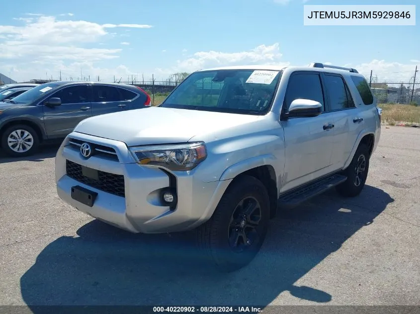 2021 Toyota 4Runner Sr5 VIN: JTEMU5JR3M5929846 Lot: 40220902