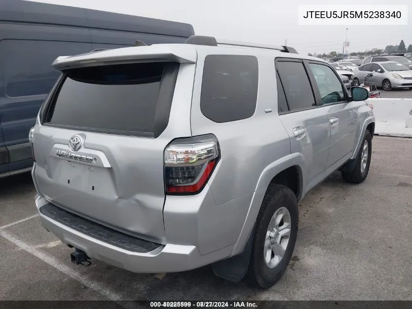 2021 Toyota 4Runner Sr5 VIN: JTEEU5JR5M5238340 Lot: 40225599