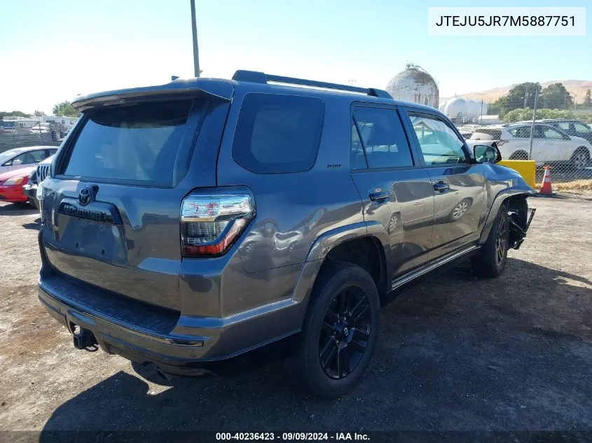 2021 Toyota 4Runner Nightshade Special Edition VIN: JTEJU5JR7M5887751 Lot: 40236423