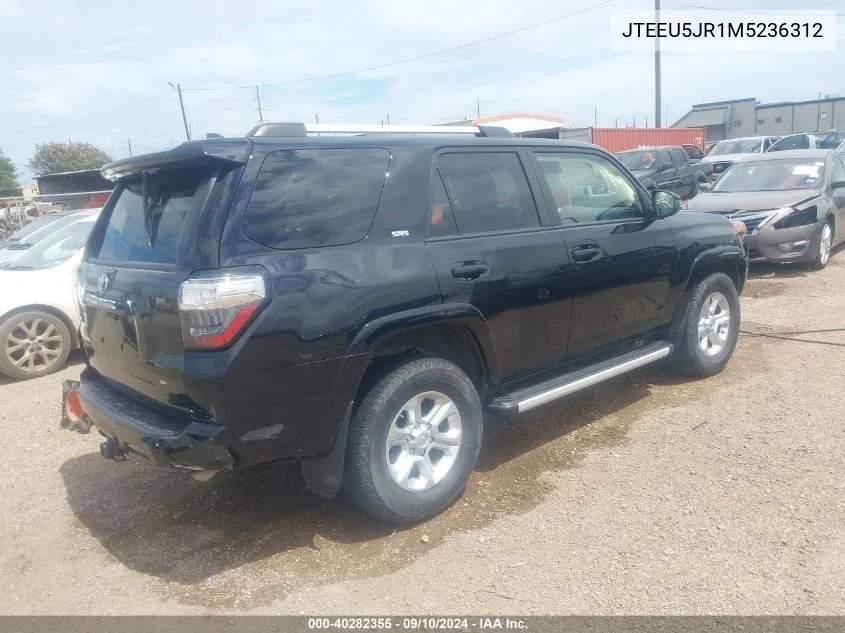 2021 Toyota 4Runner Sr5/Trail/Sr5 Premium/Limited/Night Shade VIN: JTEEU5JR1M5236312 Lot: 40282355