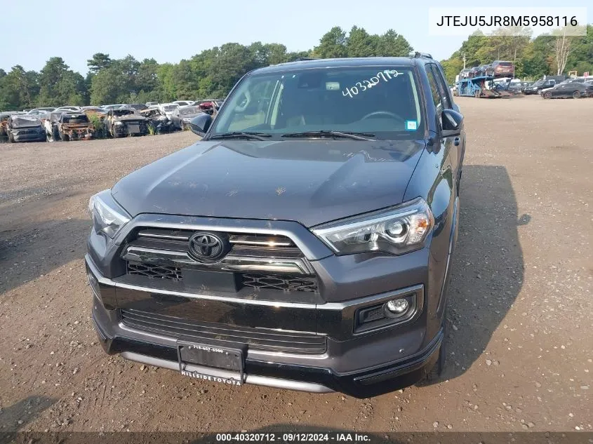 2021 Toyota 4Runner Nightshade Special Edition VIN: JTEJU5JR8M5958116 Lot: 40320712