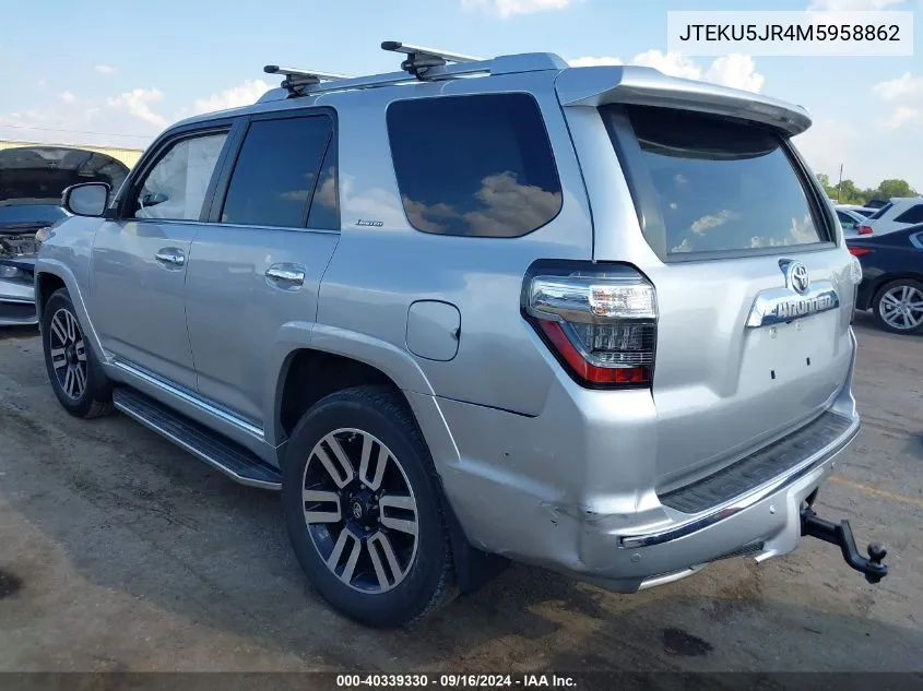 2021 Toyota 4Runner Limited VIN: JTEKU5JR4M5958862 Lot: 40339330