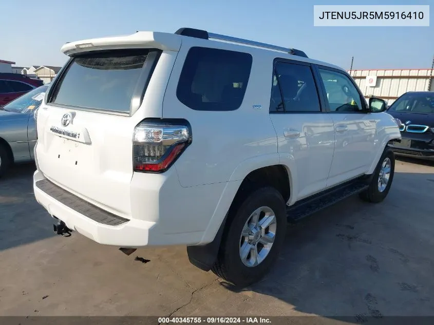 2021 Toyota 4Runner Sr5 Premium VIN: JTENU5JR5M5916410 Lot: 40345755