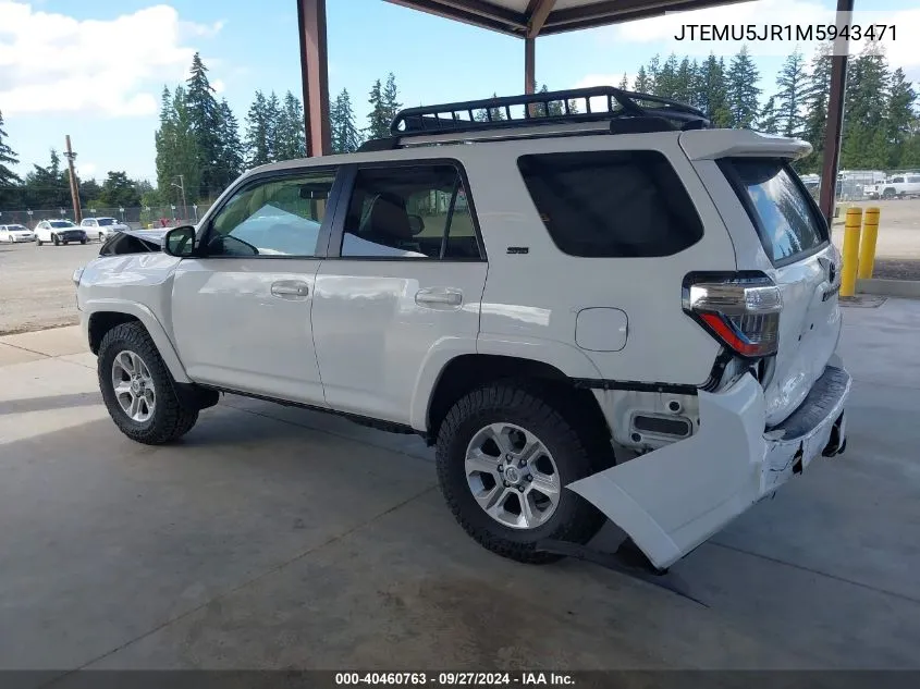 JTEMU5JR1M5943471 2021 Toyota 4Runner Sr5