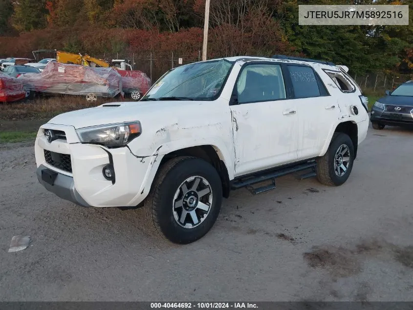 2021 Toyota 4Runner Sr5 Premium/Venture/Trd O VIN: JTERU5JR7M5892516 Lot: 40464692