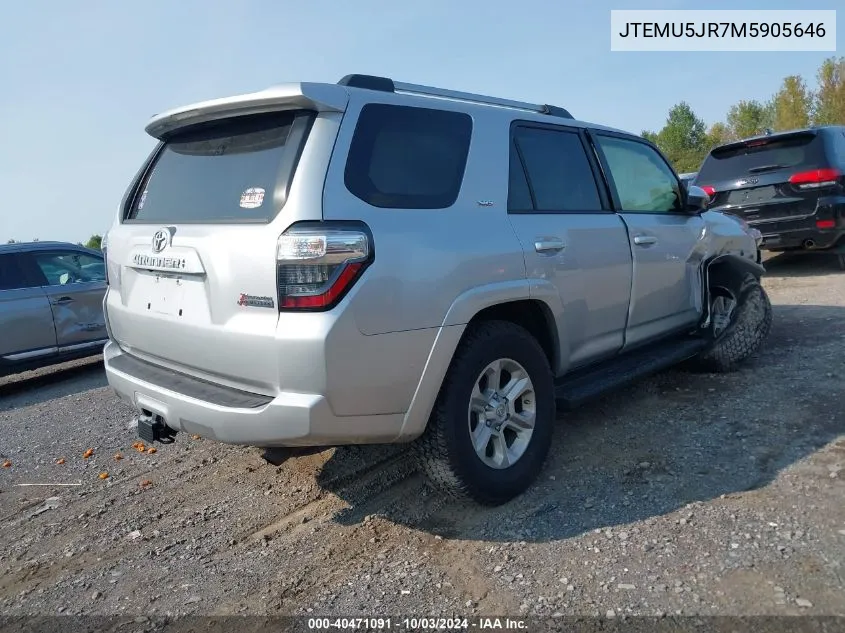 JTEMU5JR7M5905646 2021 Toyota 4Runner Sr5