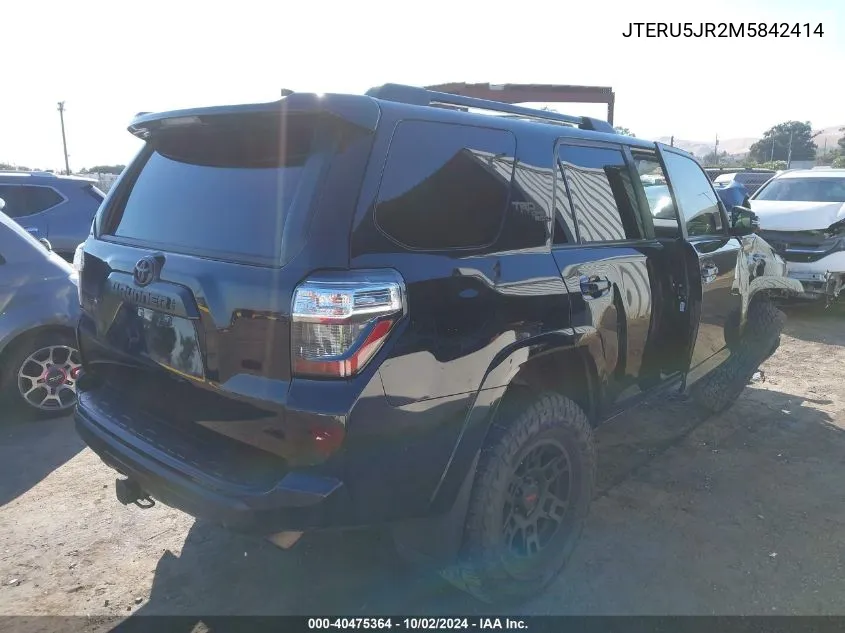 2021 Toyota 4Runner Trd Off Road Premium VIN: JTERU5JR2M5842414 Lot: 40475364