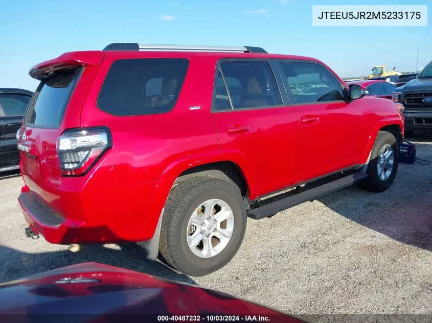 2021 Toyota 4Runner Sr5 VIN: JTEEU5JR2M5233175 Lot: 40487232