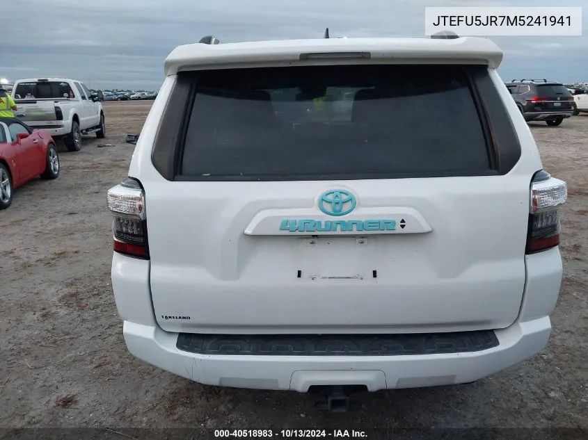 2021 Toyota 4Runner Sr5 Premium VIN: JTEFU5JR7M5241941 Lot: 40518983