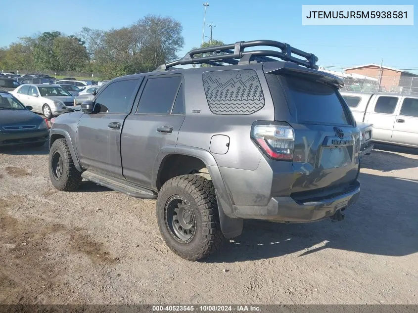 2021 Toyota 4Runner Sr5 VIN: JTEMU5JR5M5938581 Lot: 40523545