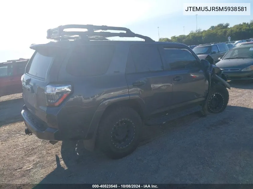 2021 Toyota 4Runner Sr5 VIN: JTEMU5JR5M5938581 Lot: 40523545