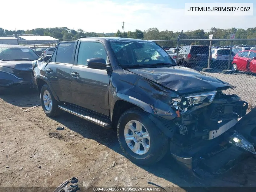 2021 Toyota 4Runner Sr5/Sr5 Premium/Venture/Trail/Limited Night Shade/Trd Off Road/Trd Off Road Prem/Trd Pro VIN: JTEMU5JR0M5874062 Lot: 40534265