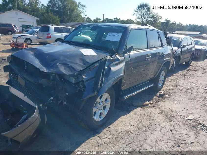 2021 Toyota 4Runner Sr5/Sr5 Premium/Venture/Trail/Limited Night Shade/Trd Off Road/Trd Off Road Prem/Trd Pro VIN: JTEMU5JR0M5874062 Lot: 40534265