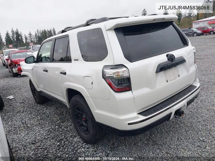 2021 Toyota 4Runner Nightshade Special Edition VIN: JTEJU5JR4M5838068 Lot: 40564359