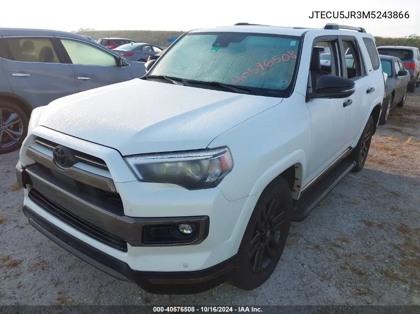 2021 Toyota 4Runner Nightshade Special Edition VIN: JTECU5JR3M5243866 Lot: 40576508