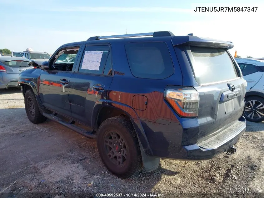 2021 Toyota 4Runner Sr5/Sr5 Premium/Venture/T VIN: JTENU5JR7M5847347 Lot: 40592537