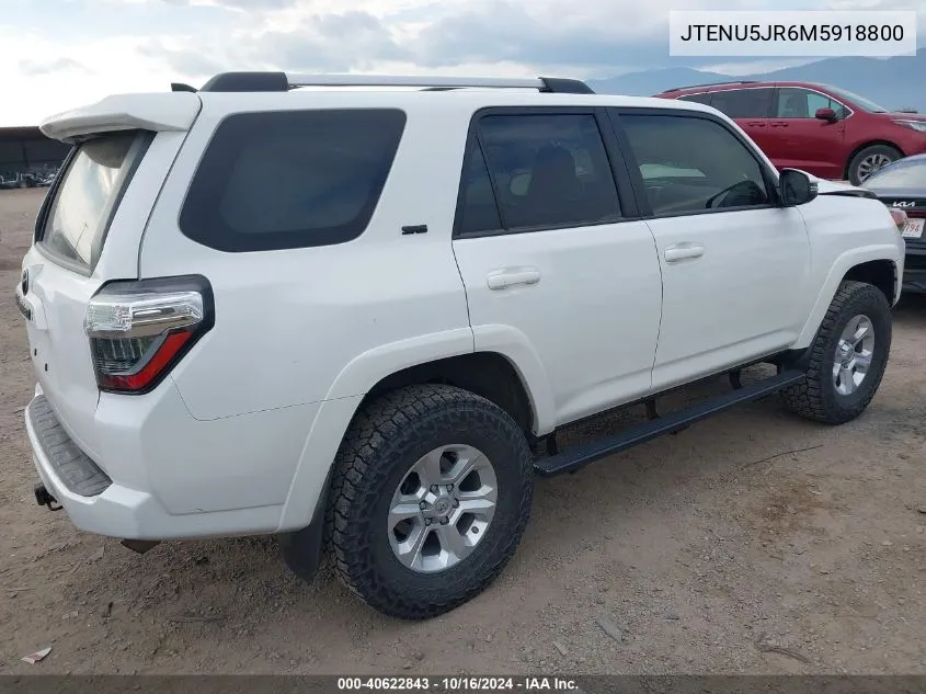 2021 Toyota 4Runner Sr5 Premium VIN: JTENU5JR6M5918800 Lot: 40622843