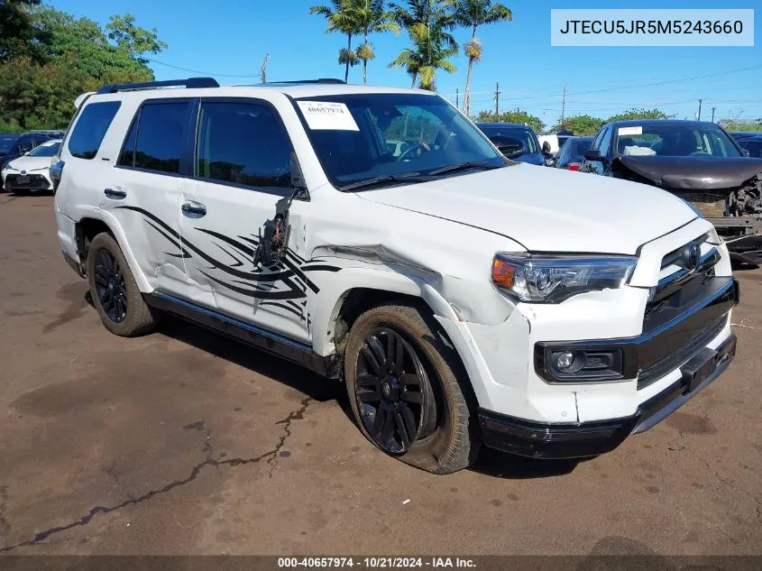 2021 Toyota 4Runner Nightshade Special Edition VIN: JTECU5JR5M5243660 Lot: 40657974