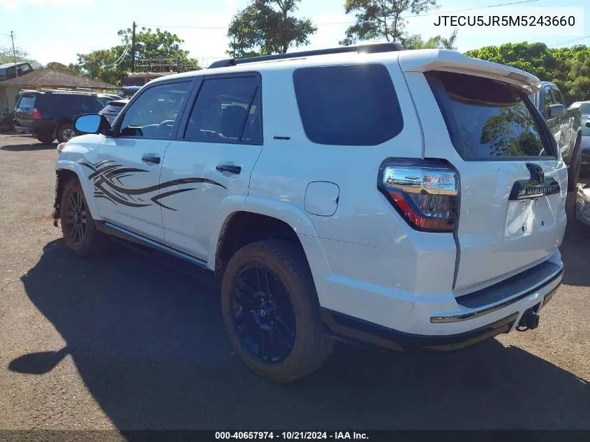 2021 Toyota 4Runner Nightshade Special Edition VIN: JTECU5JR5M5243660 Lot: 40657974