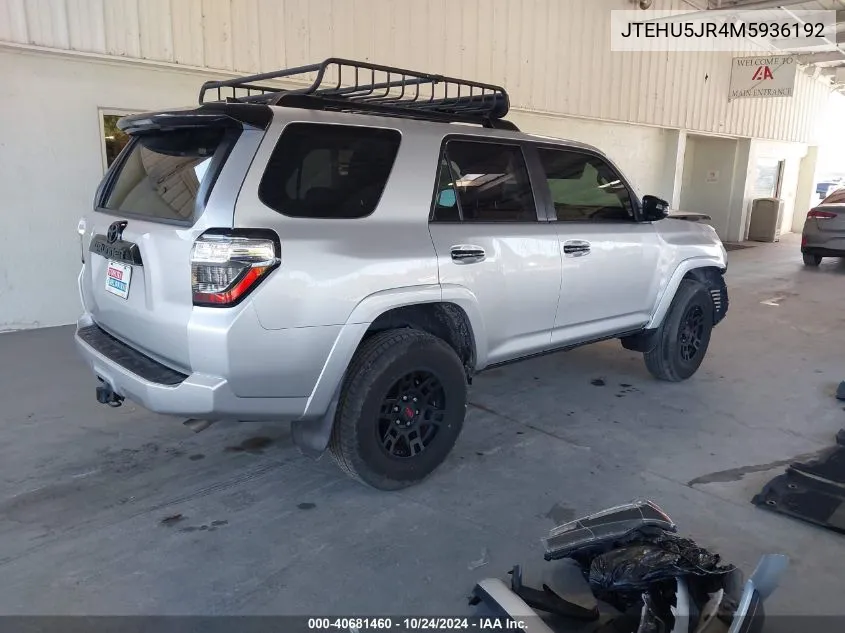 2021 Toyota 4Runner Venture/Trd Pro/Trd Off R VIN: JTEHU5JR4M5936192 Lot: 40681460