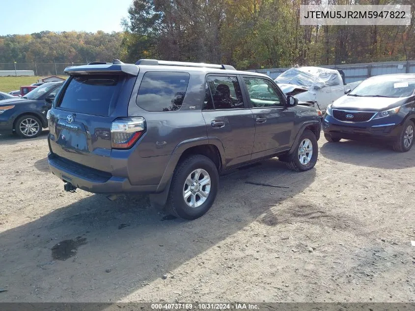 2021 Toyota 4Runner Sr5 VIN: JTEMU5JR2M5947822 Lot: 40737169