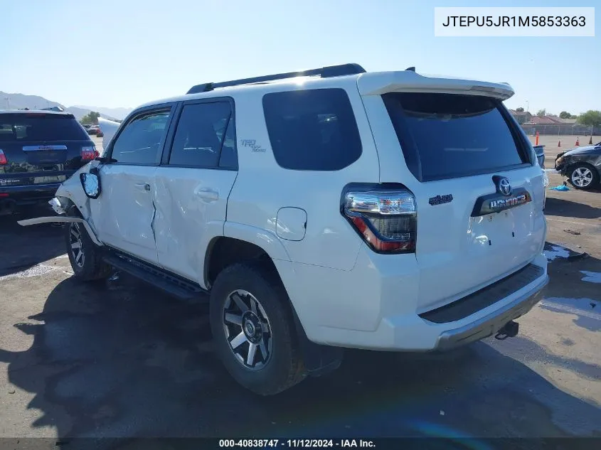 2021 Toyota 4Runner Trd Off Road VIN: JTEPU5JR1M5853363 Lot: 40838747