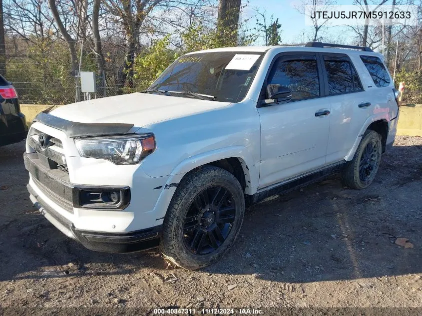 2021 Toyota 4Runner Nightshade Special Edition VIN: JTEJU5JR7M5912633 Lot: 40847311