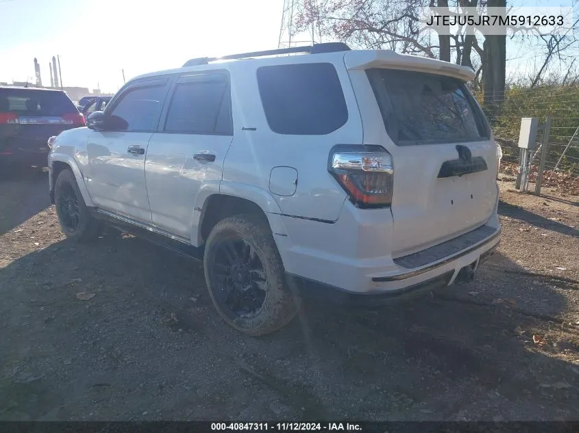 2021 Toyota 4Runner Nightshade Special Edition VIN: JTEJU5JR7M5912633 Lot: 40847311