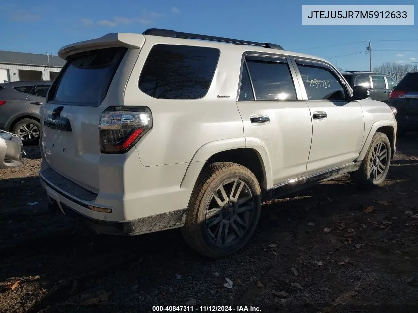 2021 Toyota 4Runner Nightshade Special Edition VIN: JTEJU5JR7M5912633 Lot: 40847311