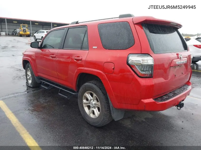 2021 Toyota 4Runner Sr5 VIN: JTEEU5JR6M5249945 Lot: 40848212