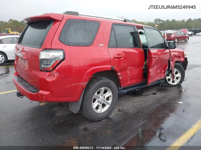 2021 Toyota 4Runner Sr5 VIN: JTEEU5JR6M5249945 Lot: 40848212