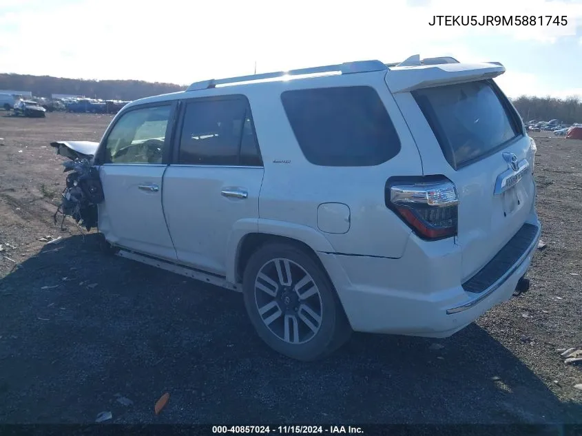 2021 Toyota 4Runner Limited VIN: JTEKU5JR9M5881745 Lot: 40857024