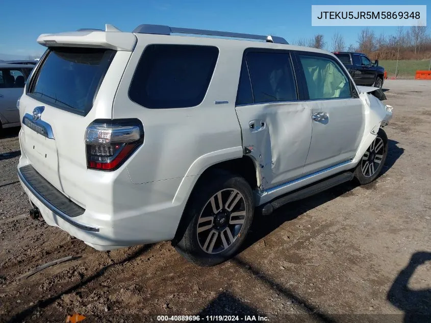 2021 Toyota 4Runner Limited VIN: JTEKU5JR5M5869348 Lot: 40889696