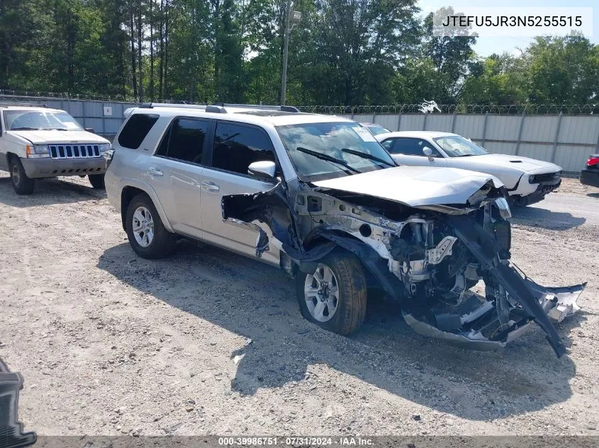 2022 Toyota 4Runner Sr5 Premium VIN: JTEFU5JR3N5255515 Lot: 39986751