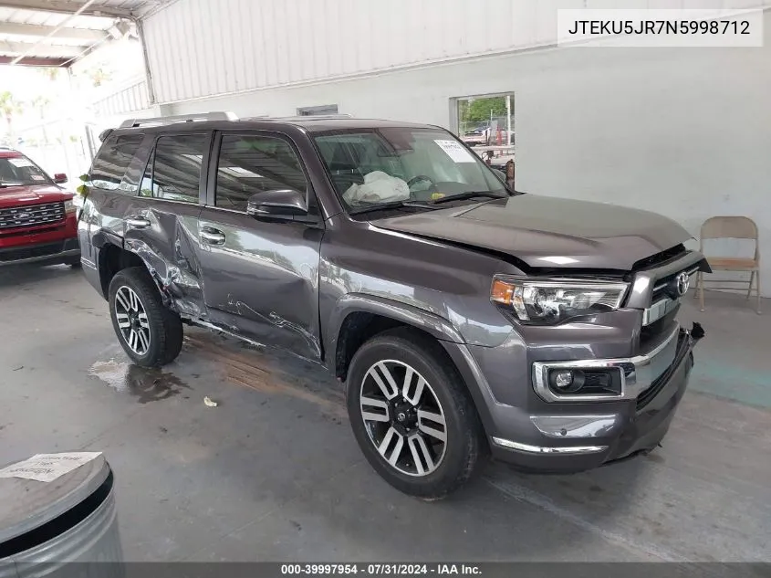 2022 Toyota 4Runner Limited VIN: JTEKU5JR7N5998712 Lot: 39997954